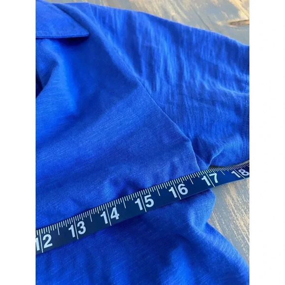 Soft Surroundings Cotton Royal Blue Short Sleeve Dress Button Designs Small - Picture 7 of 8